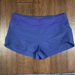 Lululemon Motionful shorts, size 10, blue/purple
